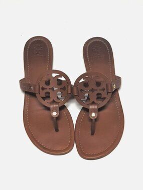 Tory Burch Miller Leather Brown Flip Flop Sandal Women's 9.5M